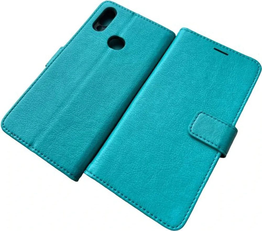 Samsung Galaxy A10s Hoesjes – Portemonnee Hoes – 2 Pack Screenprotector – Pasjeshouder – Turquoise-Ilumina Benelux