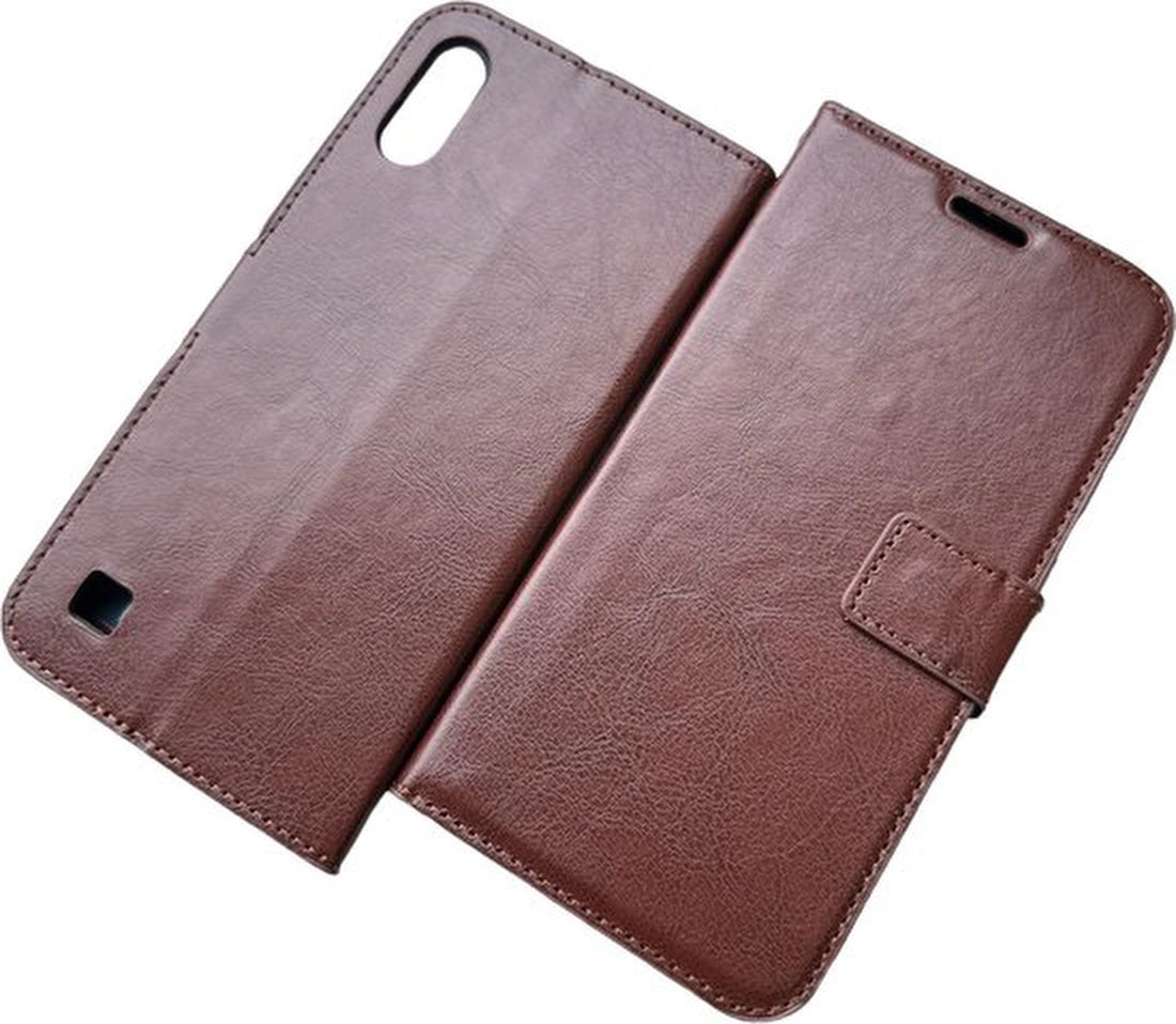 Portemonnee Hoesje - 2 Pack Screenprotector Geschikt voor: Samsung Galaxy A10 - Bruin