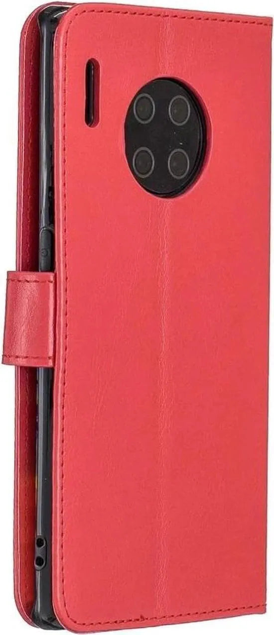Huawei Mate 30 Pro Hoesjes – Portemonnee Book Case – Magneetsluiting – 2x Screenprotector – Rood-Ilumina Benelux