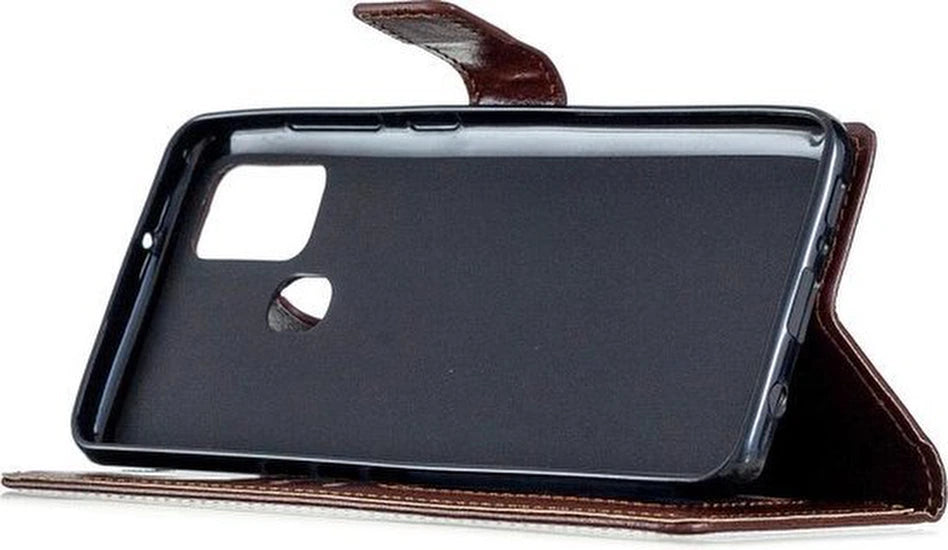 Portemonnee BookCase Hoesje + 2 Pack Screenprotector Glas Geschikt voor: Samsung Galaxy M31 - Bruin