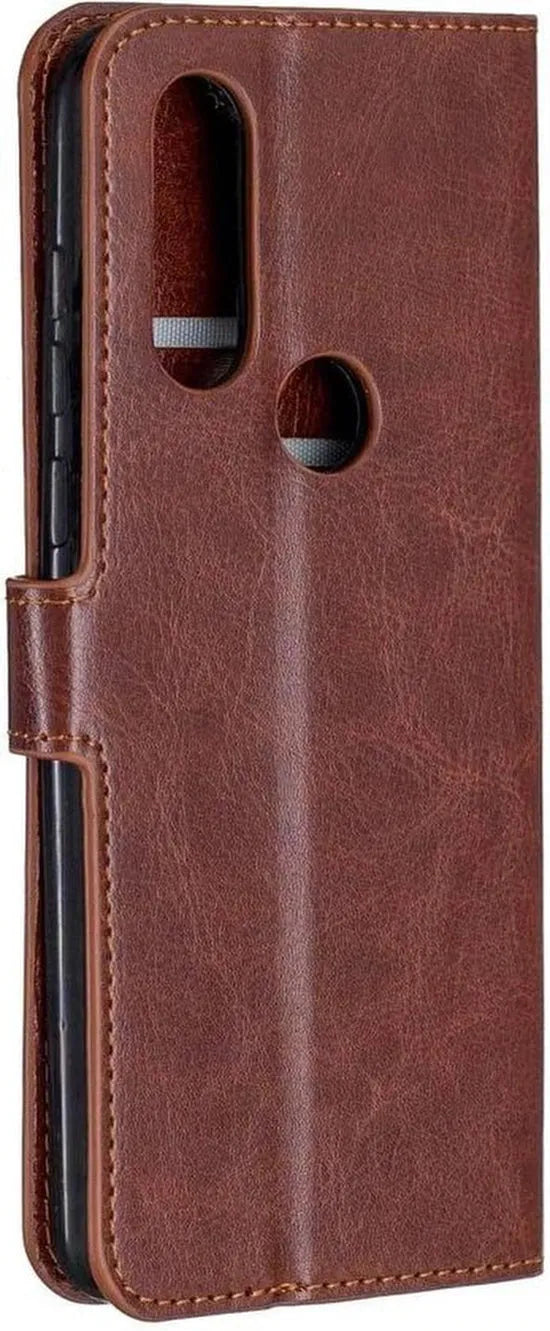 Motorola One Action Hoesjes – Portemonnee Book Case – Pasjeshouder – 2x Screenprotector – Bruin-Ilumina Benelux