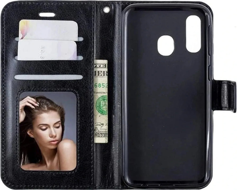 Huawei P30 Hoesjes – Portemonnee Book Case – Pasjeshouder – 2x Screenprotector – Zwart-Ilumina Benelux