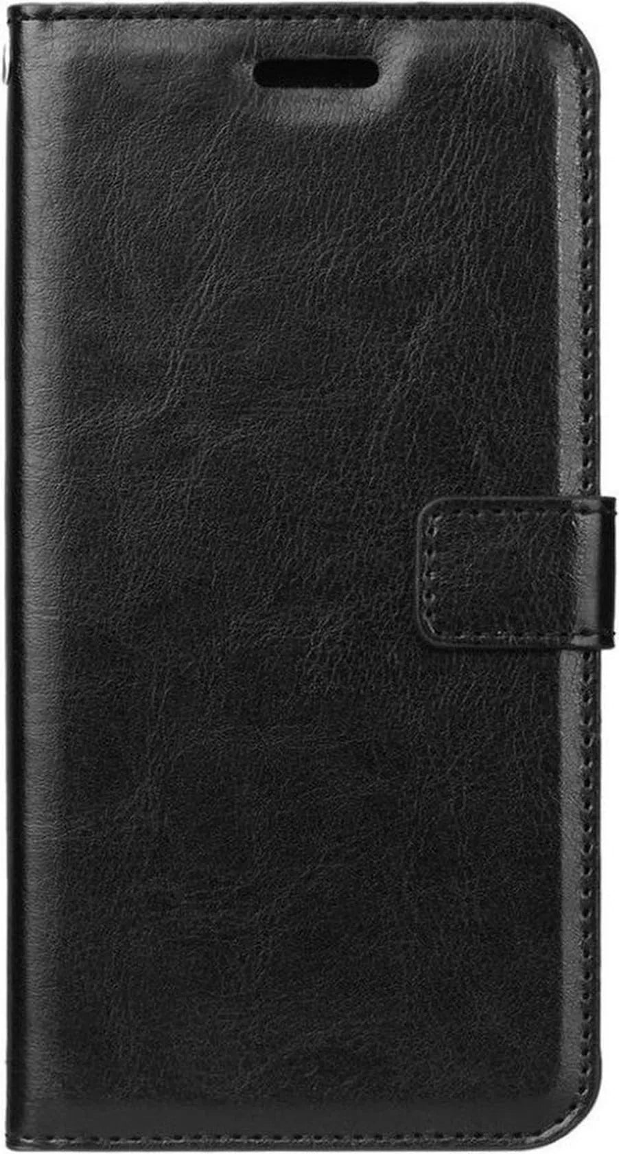 OnePlus 6 Hoesjes – Portemonnee Book Case – Magneetsluiting – 2x Gehard Glas Screenprotector – Zwart-Ilumina Benelux