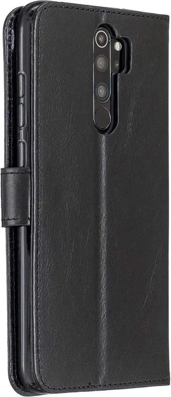 Xiaomi Redmi Note 8 Pro Hoesjes – Portemonnee Book Case – Pasjeshouder – 2x Screenprotector Gehard Glas – Zwart-Ilumina Benelux