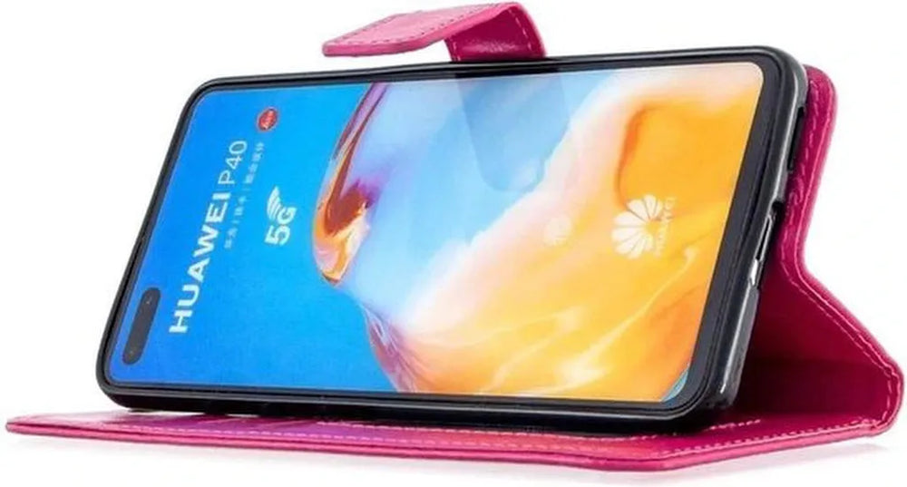 Huawei P40 Lite Hoesjes – Portemonnee Book Case – Magneetsluiting – 2x Screenprotector – Roze-Ilumina Benelux