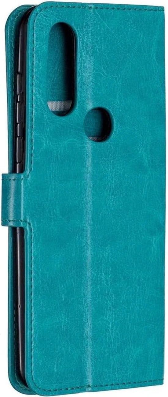 Portemonnee Book Case Hoesje + 2x Screenprotector Geschikt voor: Motorola One Action - Turquoise