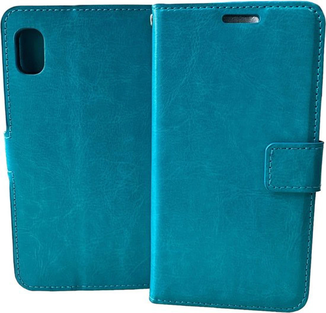 Portemonnee Hoesje - 2 Pack Screenprotector Geschikt voor: Samsung Galaxy A01 - Turquoise