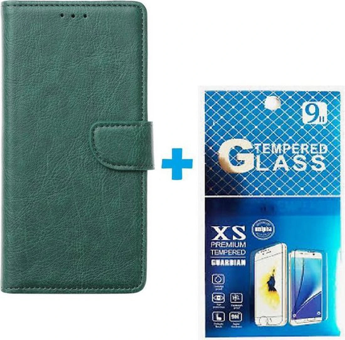 Portemonnee Hoesje - 2 Pack Screenprotector Geschikt voor: Samsung Galaxy A71 - Groen