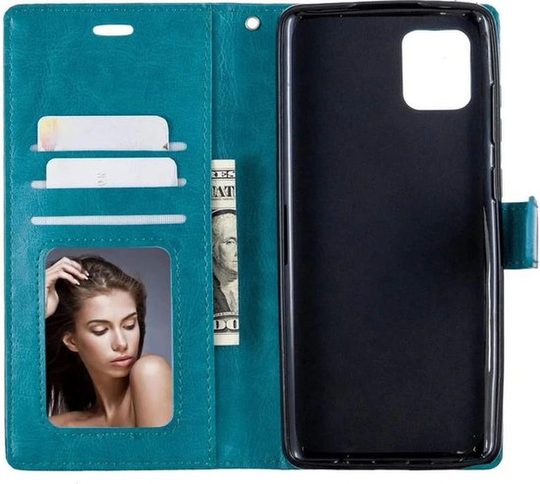 Samsung Galaxy Note 20 Ultra Hoesjes – Portemonnee Bookcase – Magneetsluiting – 2 Pack Screenprotector Gehard Glas – Turquoise