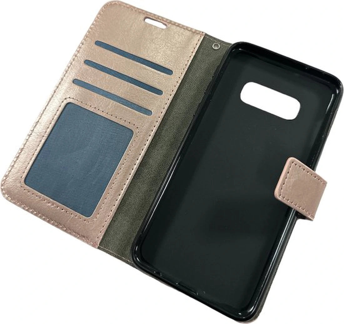 Portemonnee Hoesje - 2 Pack Screenprotector Geschikt voor: Samsung Galaxy S10E - Roségoud