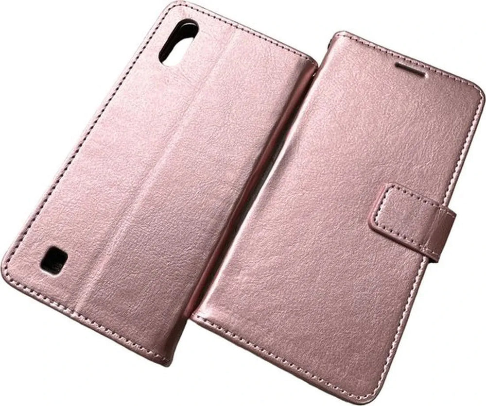 Samsung Galaxy A10 Hoesjes – Portemonnee Hoes – 2 Pack Screenprotector – Pasjeshouder – Roségoud-Ilumina Benelux