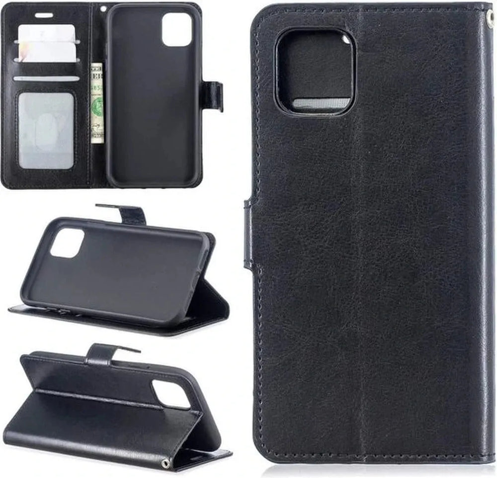 iPhone 12 Pro Hoesjes – Portemonnee Book Case – Magneetsluiting – 2x Screenprotector Gehard Glas – Zwart-Ilumina Benelux