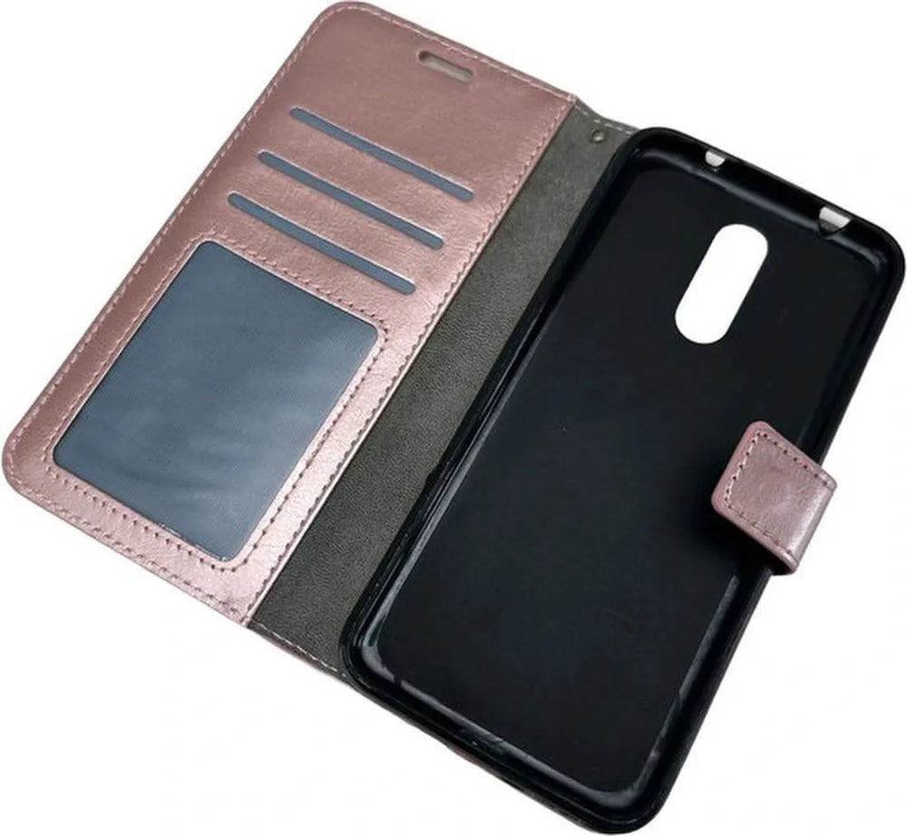 Nokia 1.3 Hoesjes – Portemonnee Book Case – Magneetsluiting – 2x Gehard Glas Screenprotector – Roségoud-Ilumina Benelux