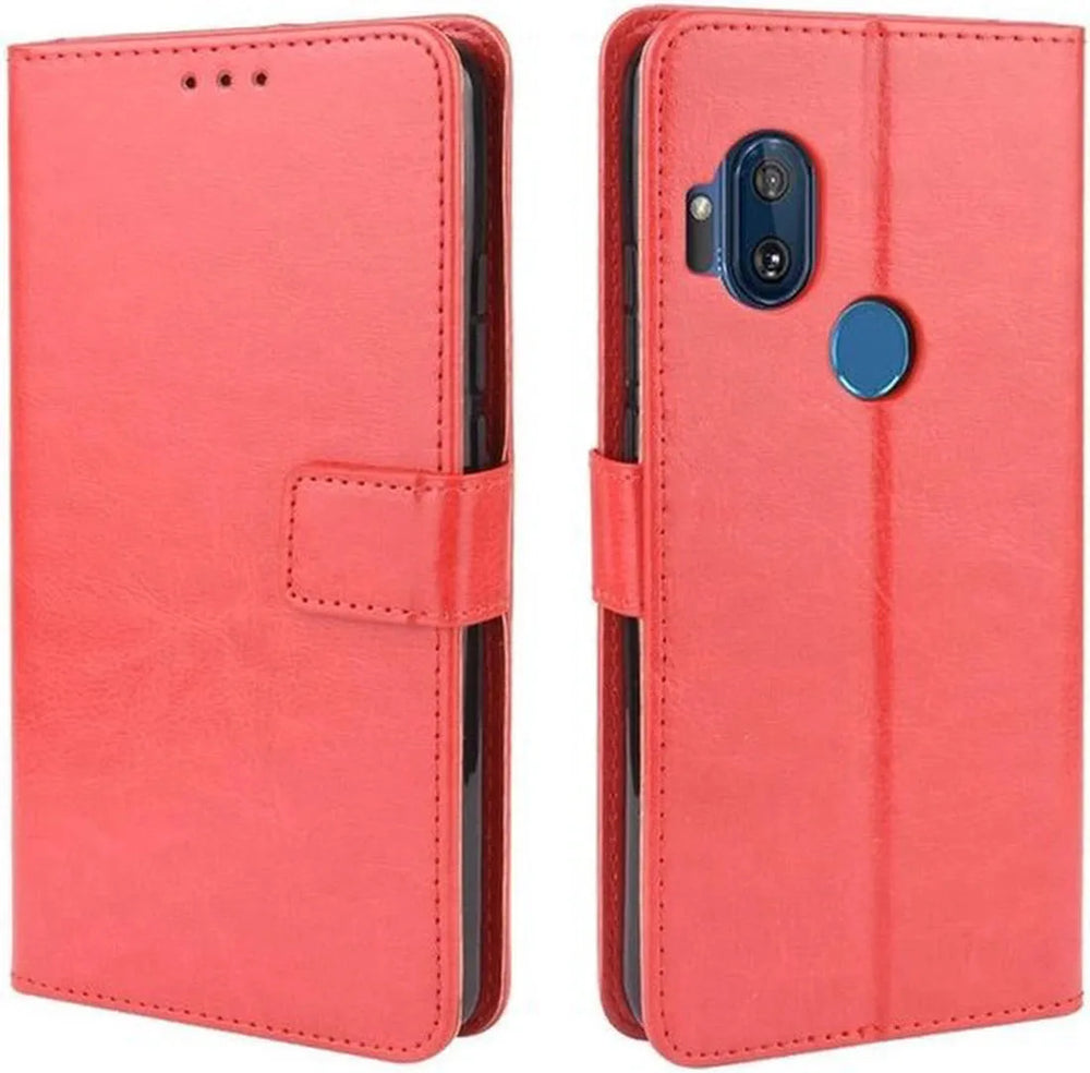 Motorola One Hyper Hoesjes – Portemonnee Book Case – Pasjeshouder – 2x Screenprotector – Rood-Ilumina Benelux