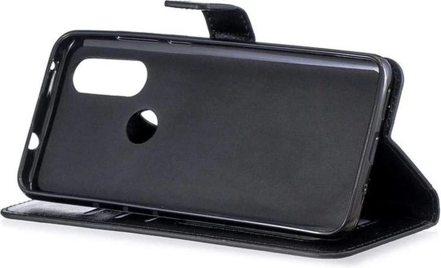 Portemonnee Book Case Hoesje + 2x Screenprotector Geschikt voor: Motorola One Vision - Zwart