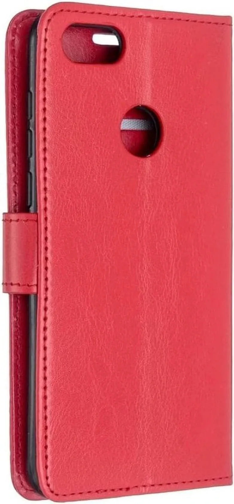 Motorola Moto E6 Play Hoesjes – Portemonnee Book Case – Pasjeshouder – 2x Screenprotector – Rood-Ilumina Benelux