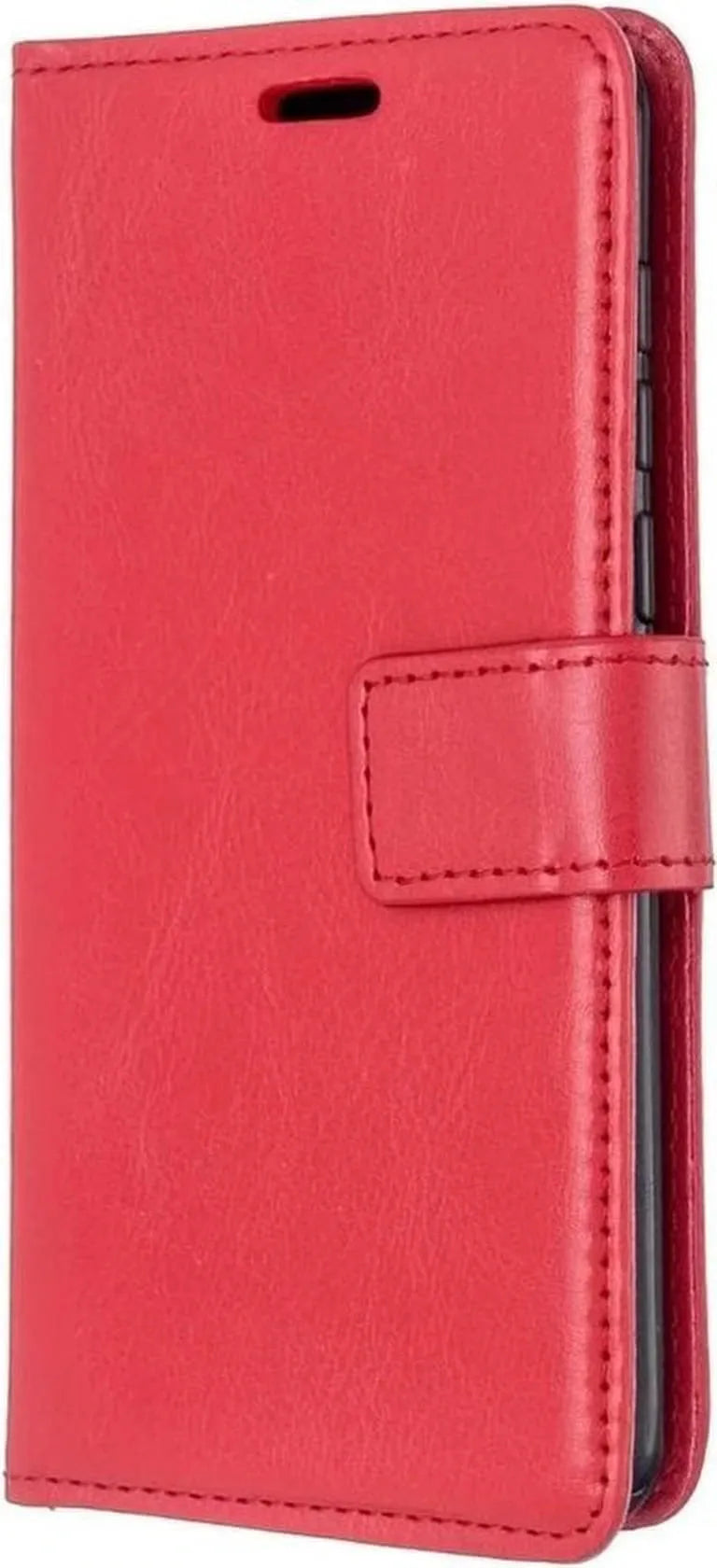 Motorola Moto E6 Play Hoesjes – Portemonnee Book Case – Pasjeshouder – 2x Screenprotector – Rood-Ilumina Benelux