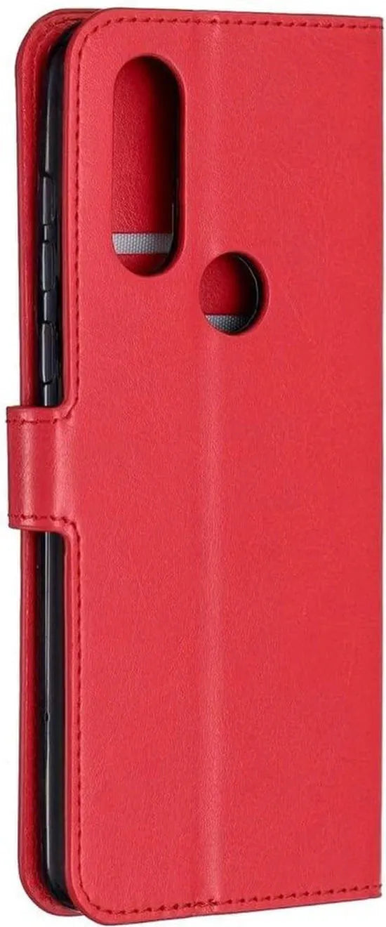 Motorola One Action Hoesjes – Portemonnee Book Case – Magneetsluiting – 2x Screenprotector – Rood-Ilumina Benelux