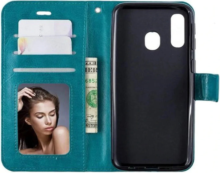 Huawei P Smart 2019 Hoesjes – Honor 10 Lite – Portemonnee Book Case – Pasjeshouder – 2x Screenprotector – Turquoise-Ilumina Benelux