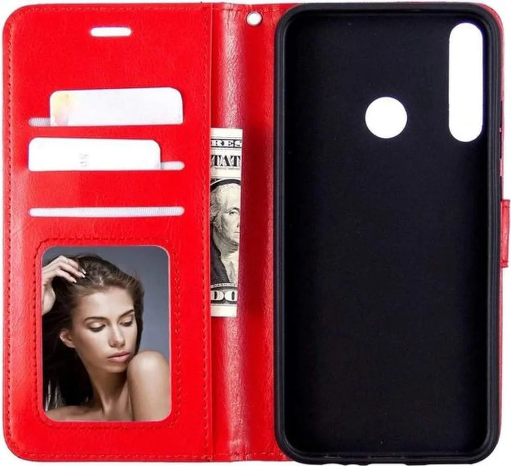Huawei P40 Lite E Hoesjes – Portemonnee Book Case – Pasjeshouder – 2x Screenprotector – Rood-Ilumina Benelux