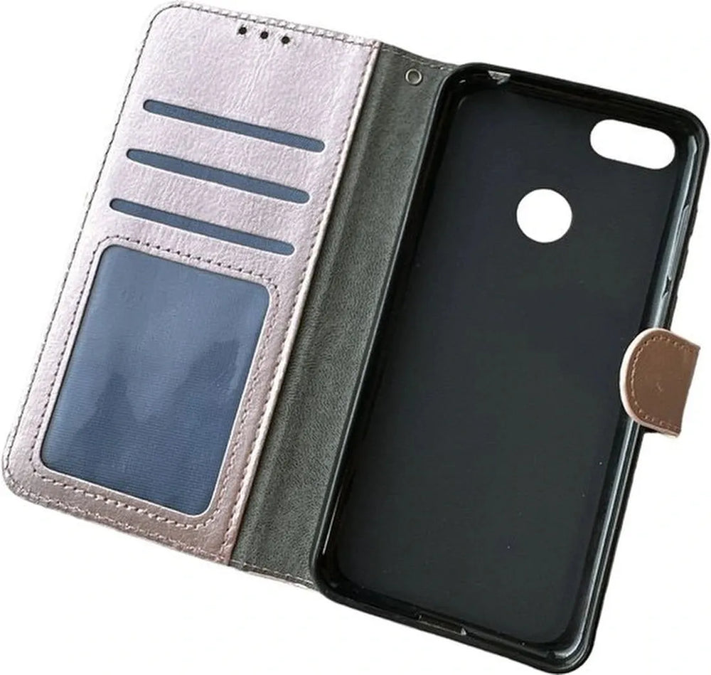 Motorola Moto E6 Play Hoesjes – Portemonnee Book Case – Magneetsluiting – 2x Screenprotector – Roségoud-Ilumina Benelux
