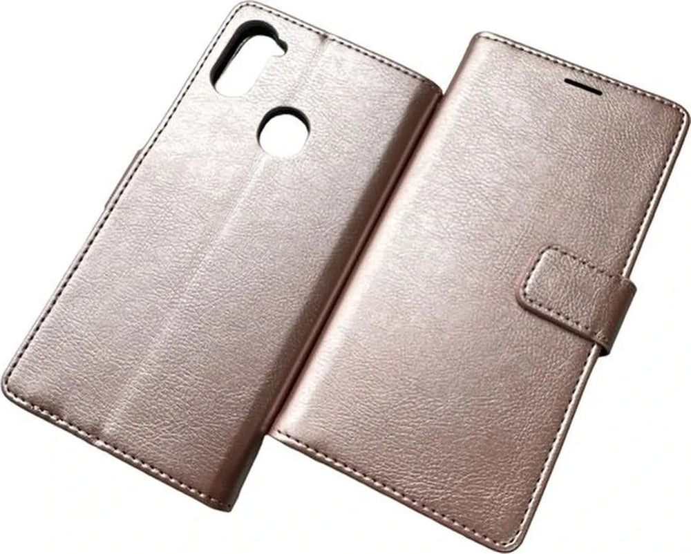 Samsung Galaxy A11 Hoesjes – Portemonnee Hoes – 2 Pack Screenprotector – Pasjeshouder – Roségoud-Ilumina Benelux