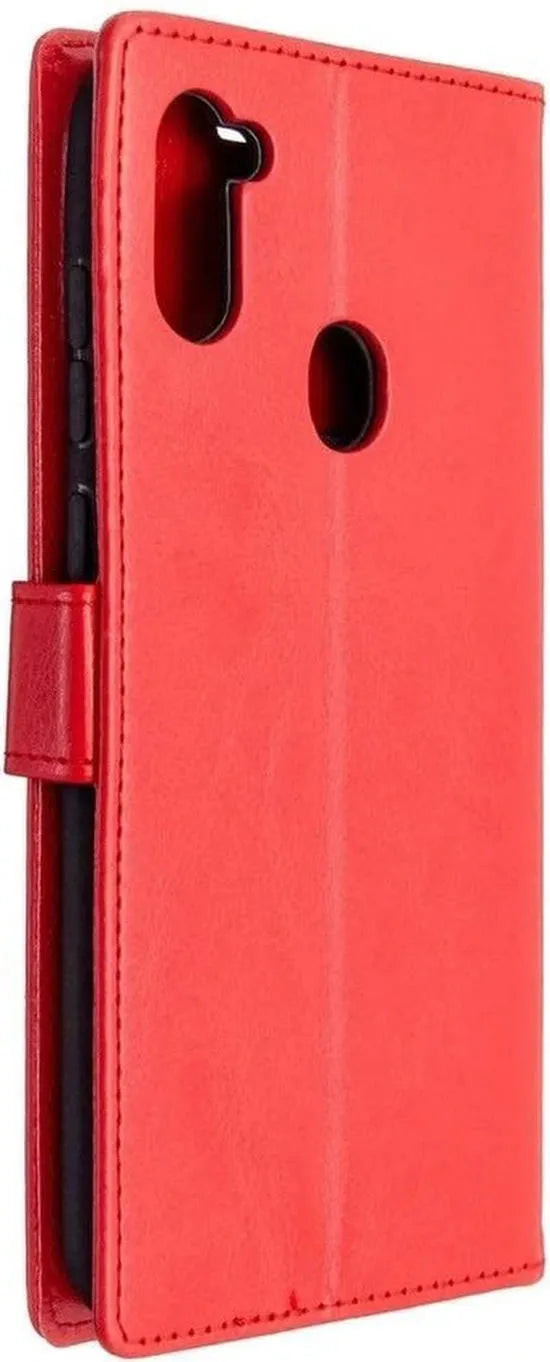 Samsung Galaxy A11 Hoesjes – Portemonnee Hoes – 2 Pack Screenprotector – Pasjeshouder – Rood-Ilumina Benelux