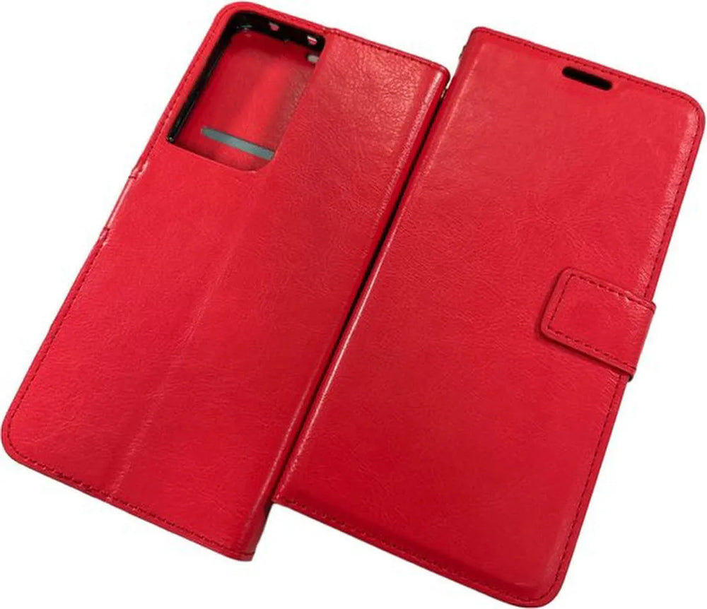 Samsung Galaxy S20 Ultra Hoesjes – Portemonnee Hoes – 2 Pack Screenprotector – Pasjeshouder – Rood-Ilumina Benelux