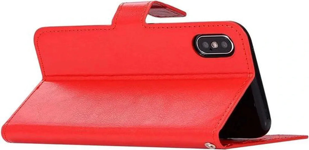 iPhone XR Hoesjes – Portemonnee Book Case – Magneetsluiting – 2x Glazen Screenprotector – Rood-Ilumina Benelux