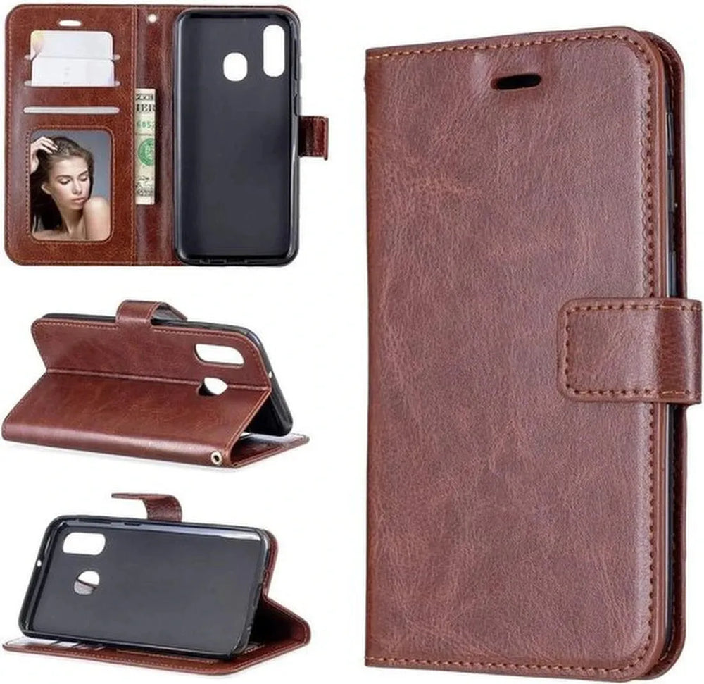 Huawei P20 Hoesjes – Portemonnee Book Case – Magneetsluiting – 2x Screenprotector – Bruin-Ilumina Benelux