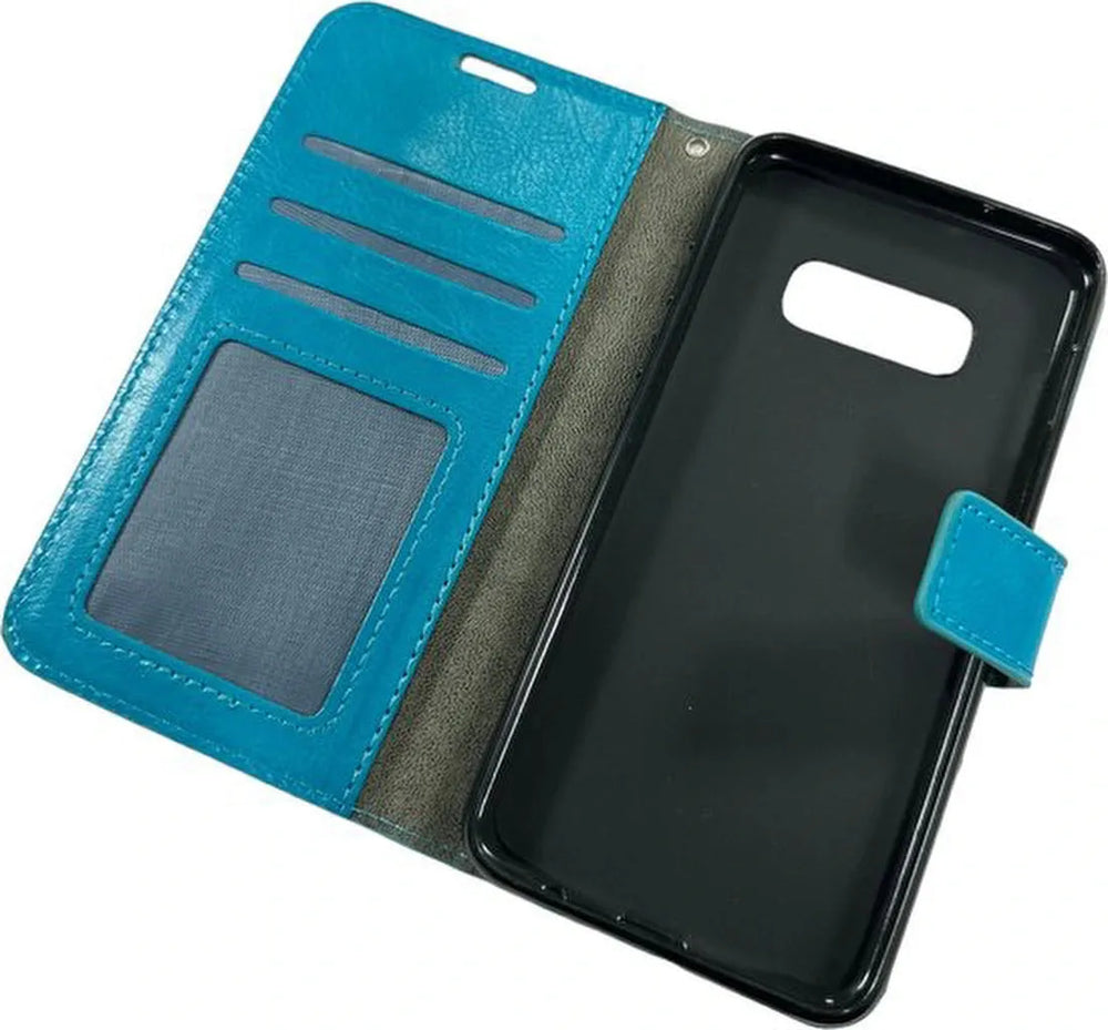 Samsung Galaxy S10E Hoesjes – Portemonnee Hoes – 2 Pack Screenprotector – Pasjeshouder – Turquoise-Ilumina Benelux