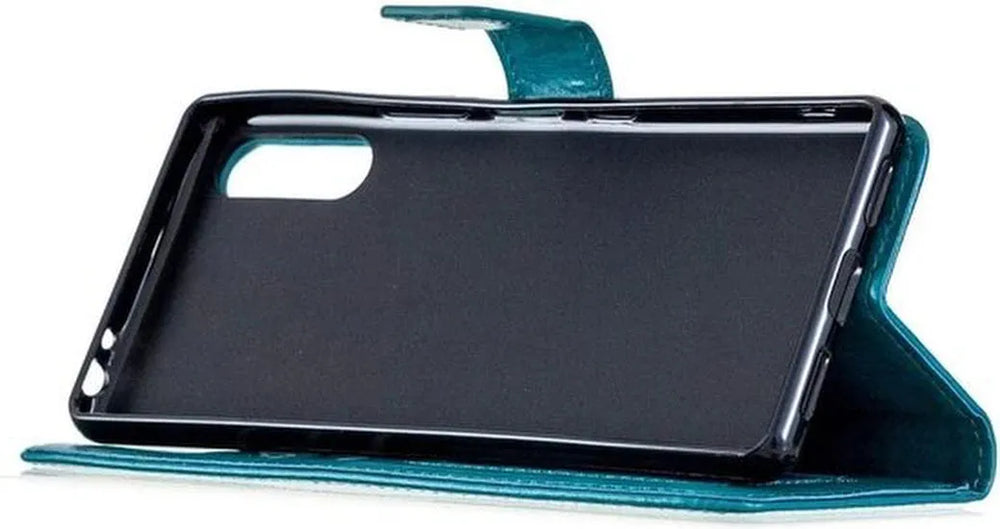 Sony Xperia 10 II Hoesjes – Portemonnee Bookcase – Magneetsluiting – 2 Pack Screenprotector Gehard Glas – Turquoise-Ilumina Benelux