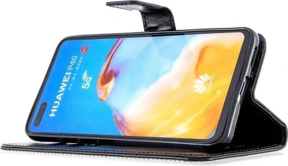 Huawei P40 Hoesjes – Portemonnee Book Case – Pasjeshouder – 2x Screenprotector – Zwart-Ilumina Benelux