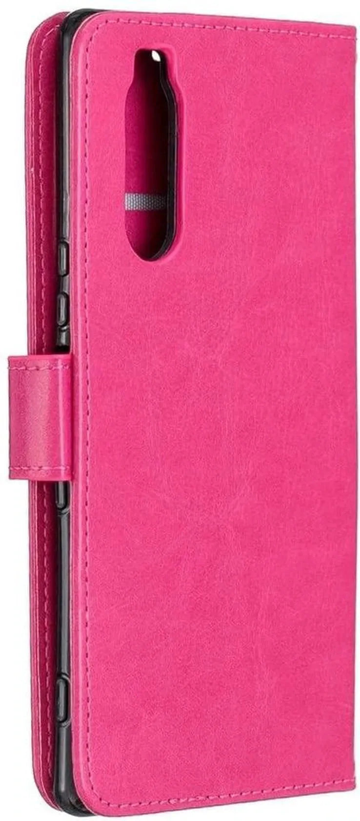 Sony Xperia 5 Hoesjes – Portemonnee Bookcase – Pasjeshouder – 2 Pack Screenprotector Gehard Glas – Roze-Ilumina Benelux