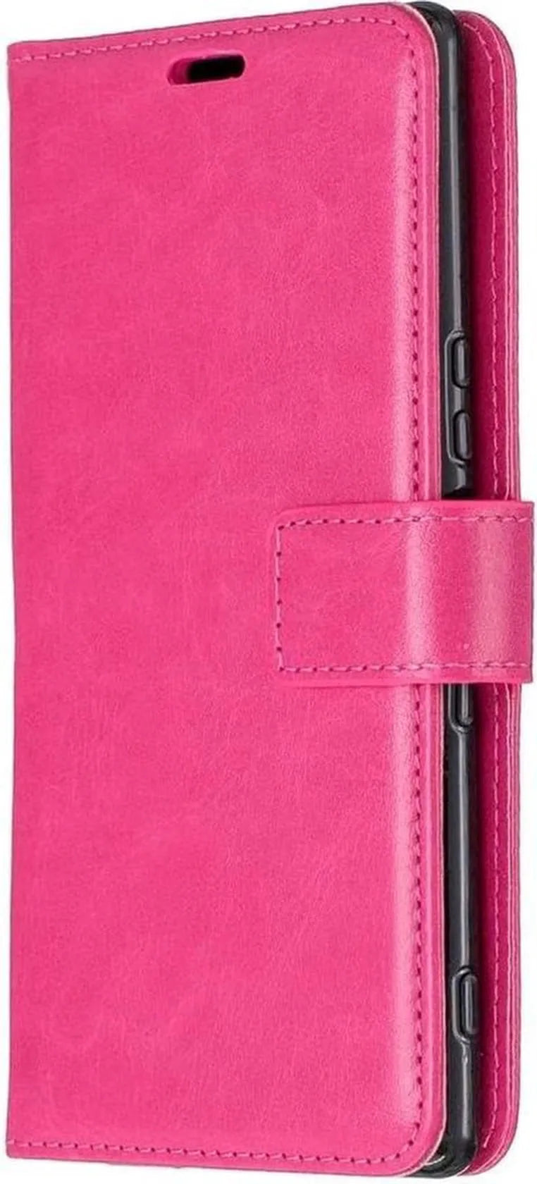 Sony Xperia 5 Hoesjes – Portemonnee Bookcase – Pasjeshouder – 2 Pack Screenprotector Gehard Glas – Roze-Ilumina Benelux
