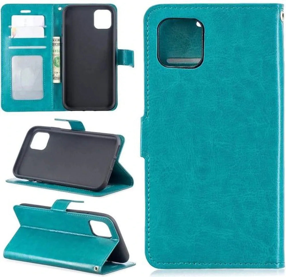 iPhone 11 Hoesjes – Portemonnee Book Case – Pasjeshouder – 2x Screenprotector Gehard Glas – Turquoise-Ilumina Benelux