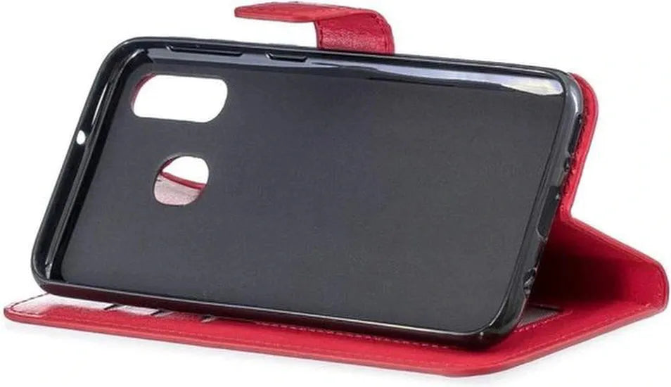 Huawei P30 Hoesjes – Portemonnee Book Case – Pasjeshouder – 2x Screenprotector – Rood-Ilumina Benelux