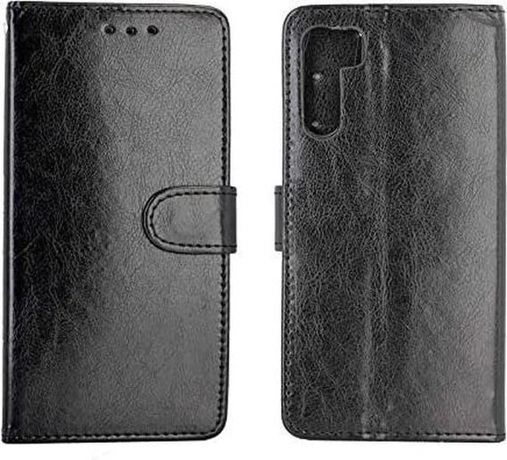 Oppo A91 Hoesjes – Portemonnee Book Case – Pasjeshouder – 2x Gehard Glas Screenprotector – Zwart-Ilumina Benelux