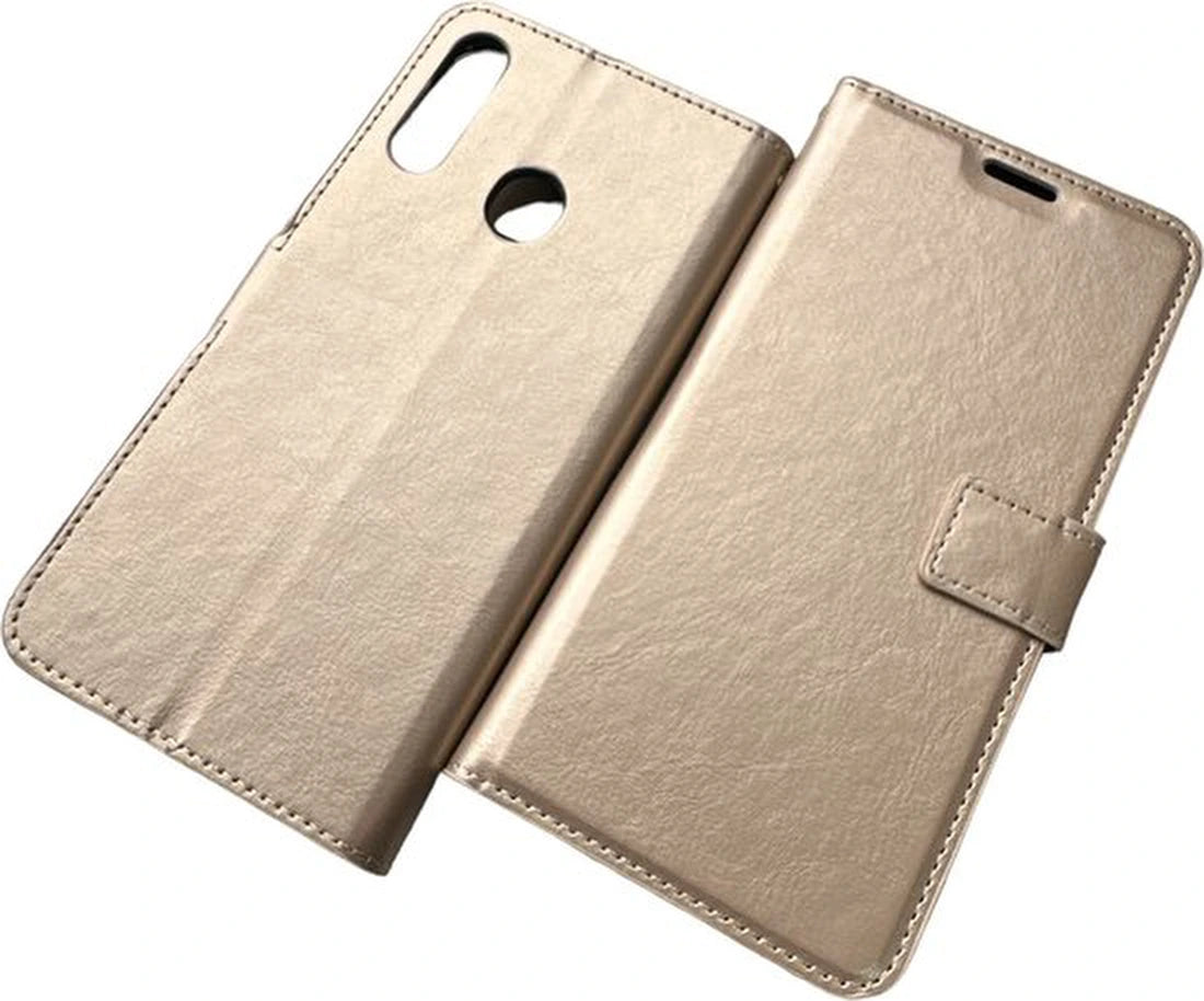 Portemonnee Hoesje - 2 Pack Screenprotector Geschikt voor: Samsung Galaxy A20S - goud