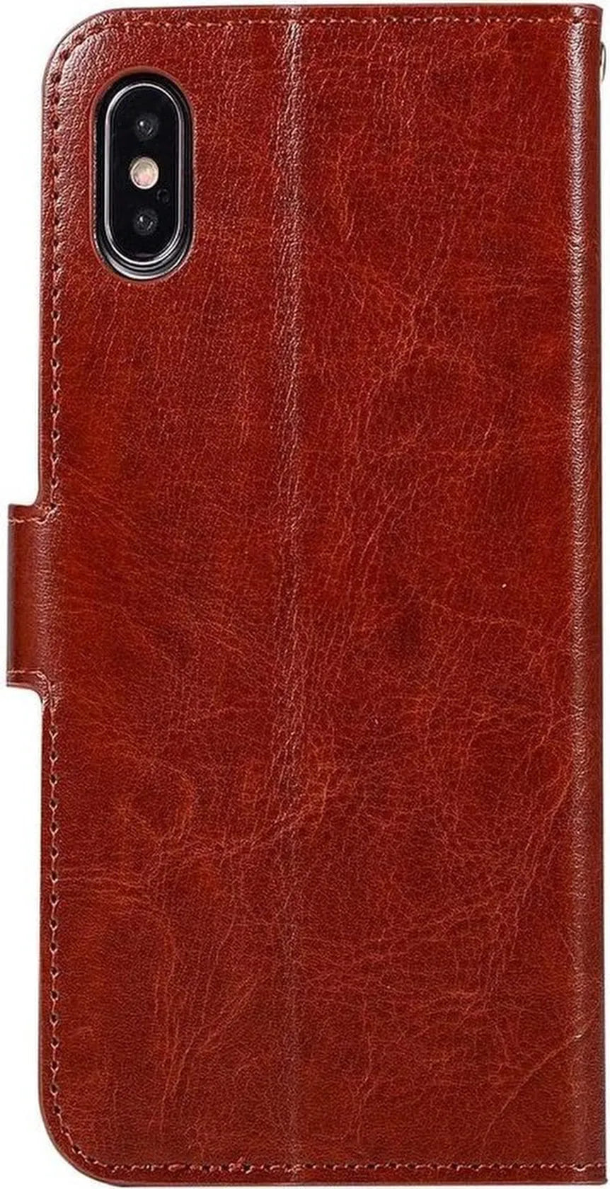 iPhone XS Max Hoesjes – Portemonnee Book Case – Magneetsluiting – 2x Gehard Glas Screenprotector – Bruin-Ilumina Benelux