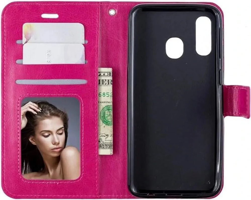 Huawei P Smart 2019 Hoesjes – Portemonnee Book Case – 2x Screenprotector – Pasjeshouder – Roze-Ilumina Benelux