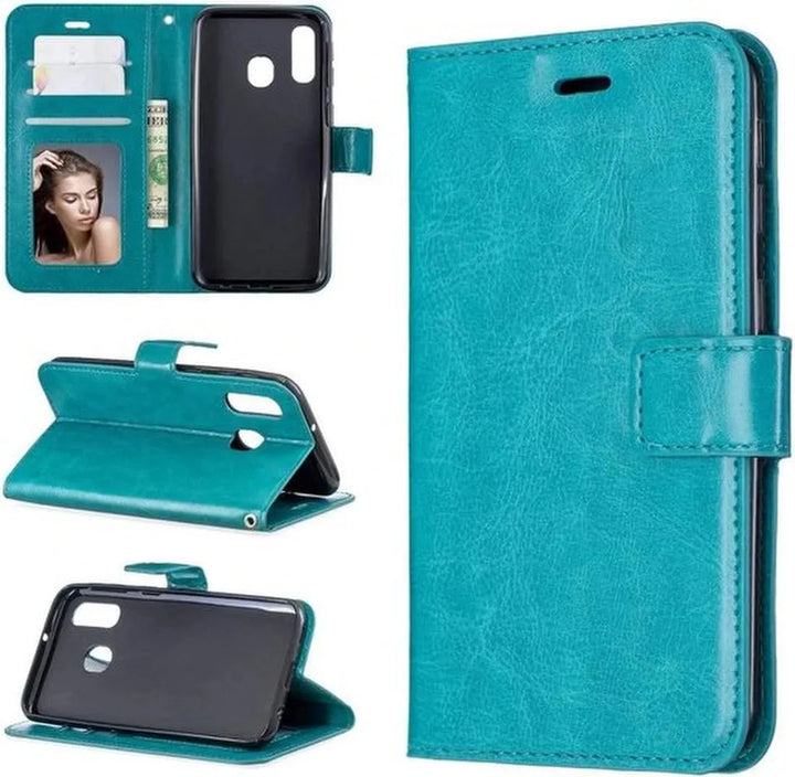 Huawei P30 Hoesjes – Portemonnee Book Case – Magneetsluiting – 2x Screenprotector – Turquoise-Ilumina Benelux