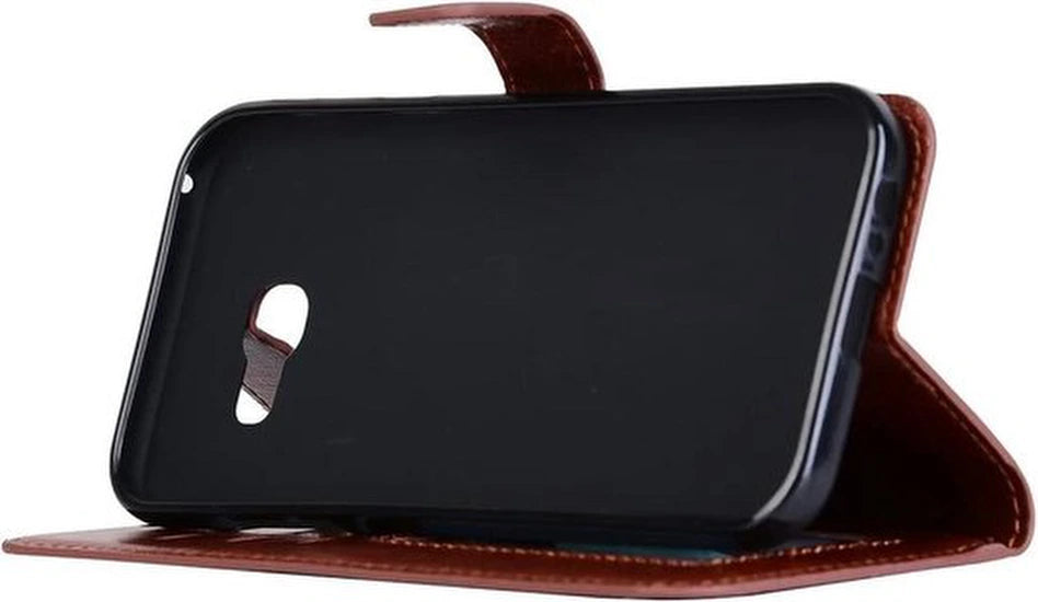 Portemonnee Hoesje - 2 Pack Screenprotector Geschikt voor: Samsung Galaxy A3 (2017) - Bruin