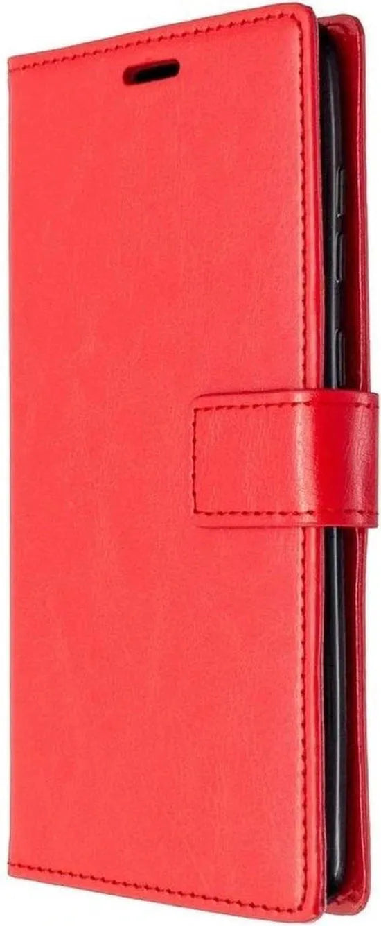 Samsung Galaxy A81 Hoesjes – Portemonnee Hoes – 2 Pack Screenprotector – Pasjeshouder – Rood-Ilumina Benelux