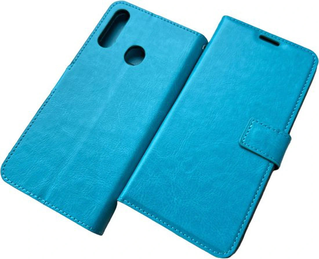 Portemonnee BookCase Hoesje + 2 Pack Screenprotector Glas Geschikt voor: Samsung Galaxy M20 - Turquoise