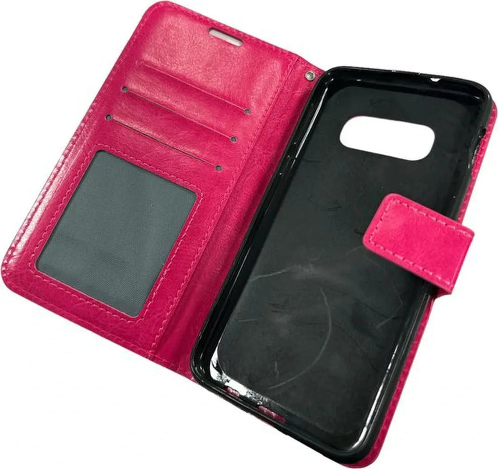 Samsung Galaxy S10e Hoesjes – Portemonnee Hoes – Pasjeshouder – 2 Pack Screenprotector – Roze-Ilumina Benelux