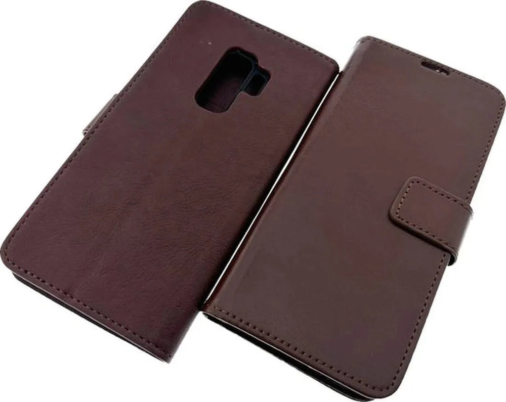 Samsung Galaxy S9 Hoesjes – Portemonnee Hoes – 2 Pack Screenprotector – Pasjeshouder – Bruin-Ilumina Benelux