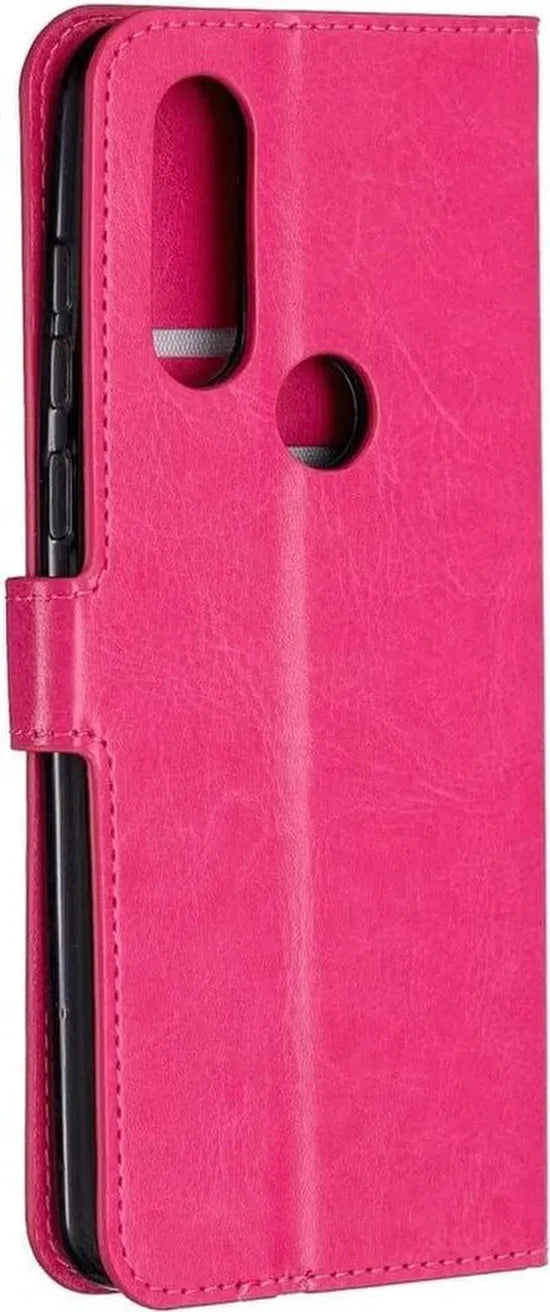 Motorola One Action Hoesjes – Portemonnee Book Case – Magneetsluiting – 2x Screenprotector – Roze-Ilumina Benelux