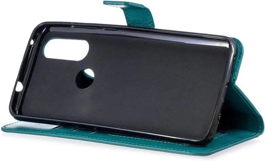 Motorola One Vision Hoesjes – Portemonnee Book Case – Pasjeshouder – 2x Screenprotector – Turquoise-Ilumina Benelux