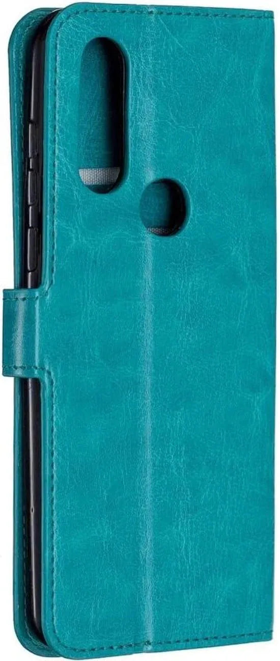 Motorola One Vision Hoesjes – Portemonnee Book Case – Pasjeshouder – 2x Screenprotector – Turquoise-Ilumina Benelux